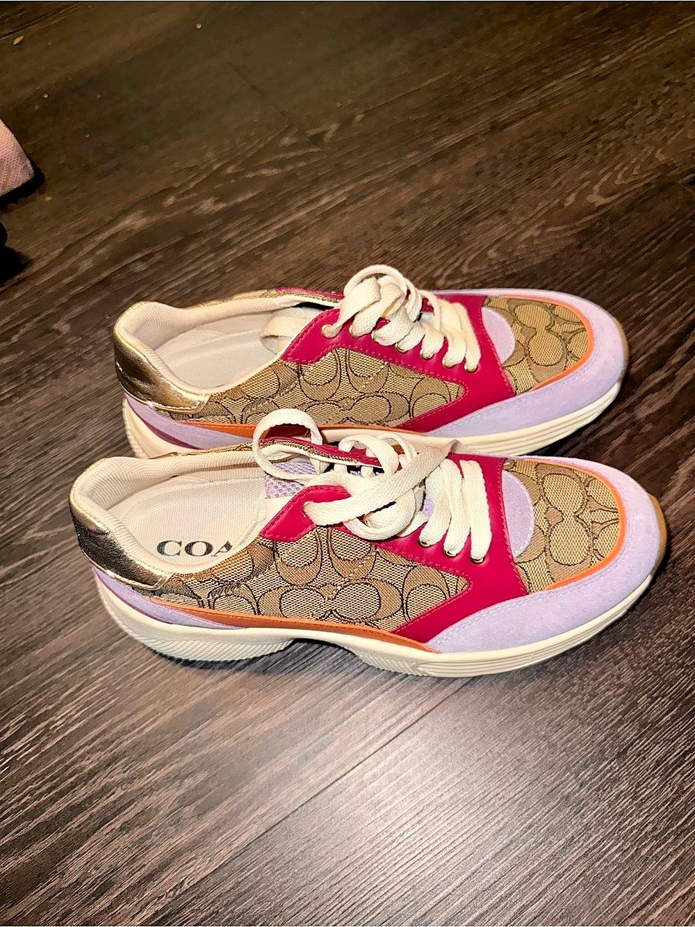 Coach C143 Runner Sneaker Women's US 7.5 Pink & Brown